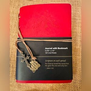 Divinity Boutique Red Journal with Cross & Scripture Charms New!!